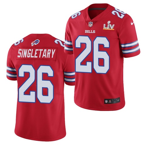 Men's Buffalo Bills #26 Devin Singletary Red NFL 2021 Super Bowl LV Stitched Jersey